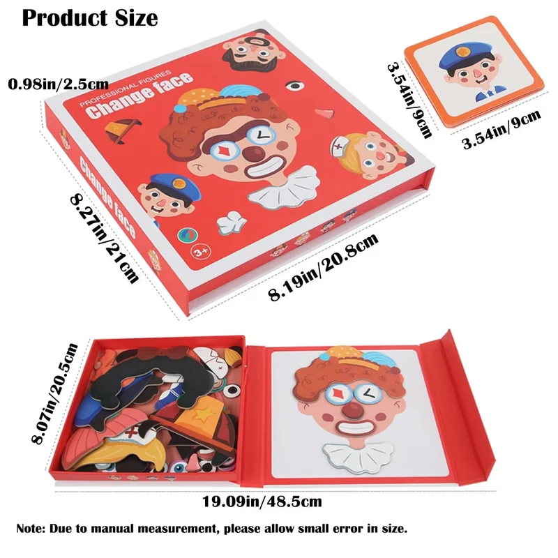 Magnetic Face Puzzle Book with Colorful Pieces and Reference Cards for Kids