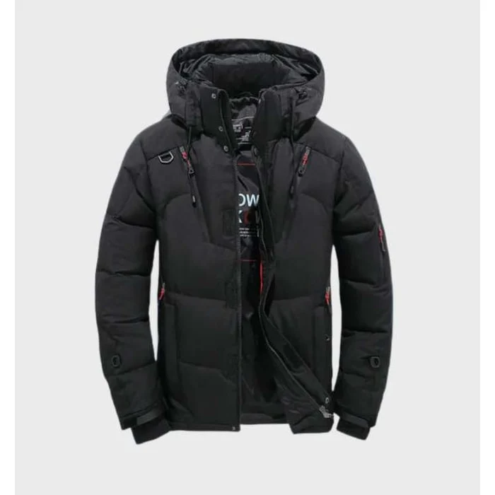 Men's Winter Jackets Hooded Puffer with Windproof Water-Resistant Shell and Multiple Zip Pockets