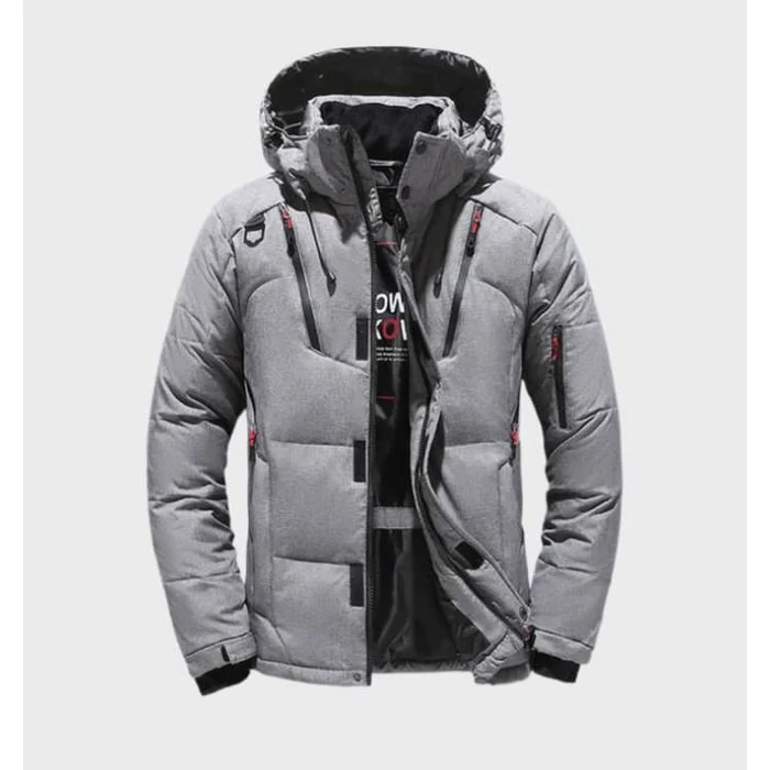 Men's Winter Jackets Hooded Puffer with Windproof Water-Resistant Shell and Multiple Zip Pockets