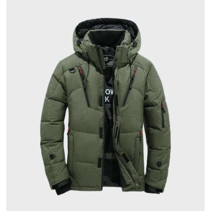 Men's Winter Jackets Hooded Puffer with Windproof Water-Resistant Shell and Multiple Zip Pockets