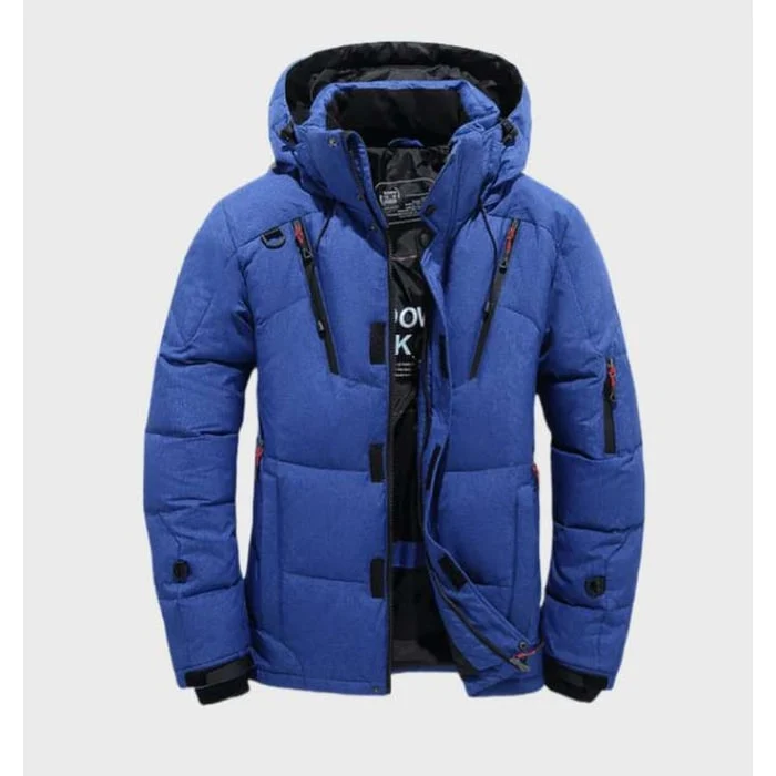 Men's Winter Jackets Hooded Puffer with Windproof Water-Resistant Shell and Multiple Zip Pockets