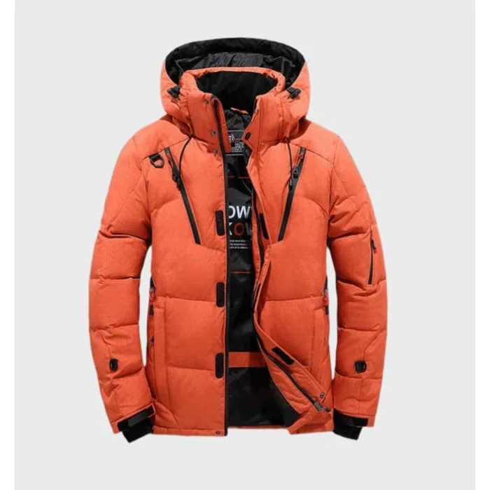 Men's Winter Jackets Hooded Puffer with Windproof Water-Resistant Shell and Multiple Zip Pockets