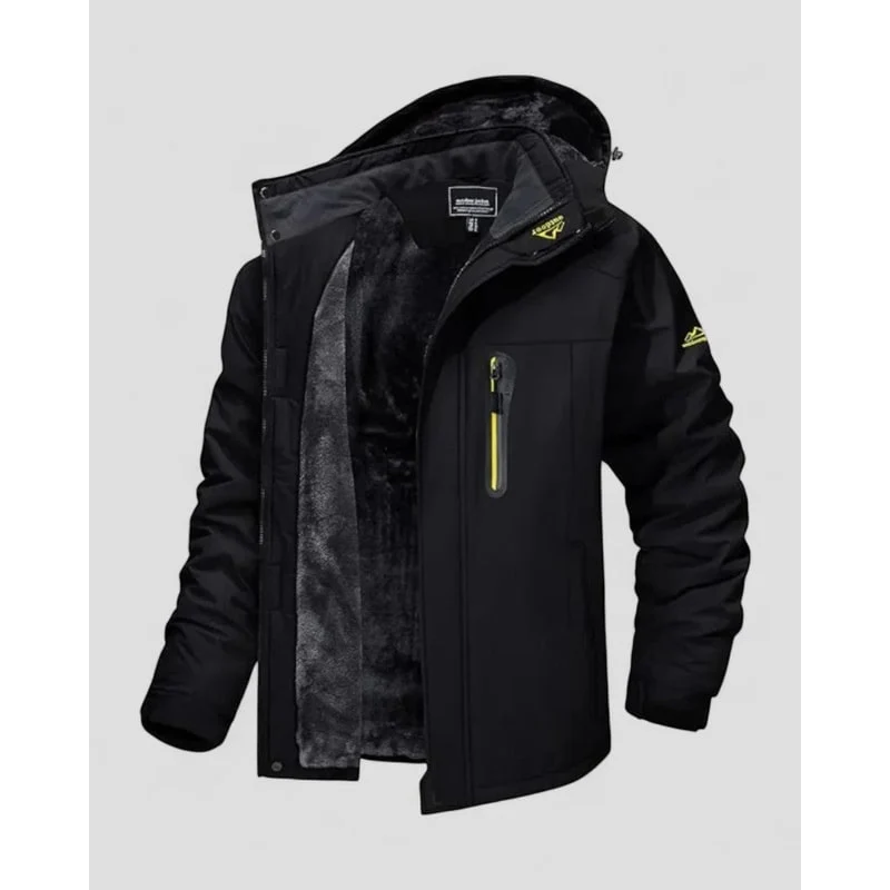 Men's Winter Jackets with Fleece Lining Water-Resistant Shell and Hood
