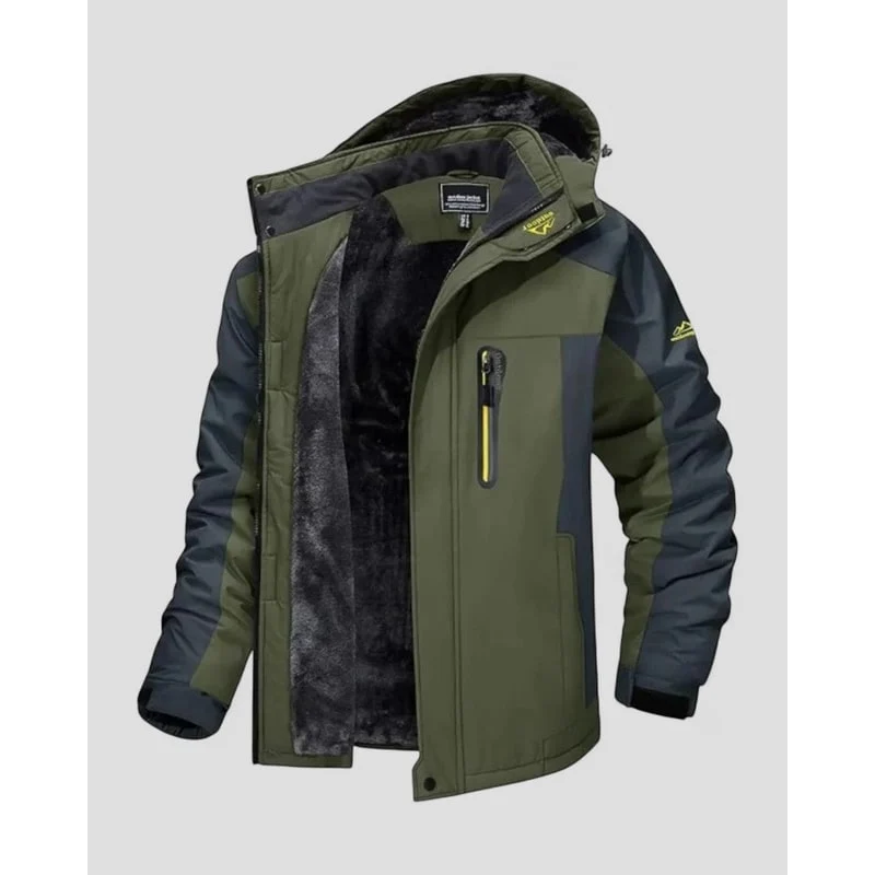 Men's Winter Jackets with Fleece Lining Water-Resistant Shell and Hood