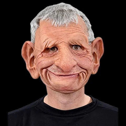 Men's Old Man Mask with Realistic Silicone Chest Bib and Detailed Facial Features