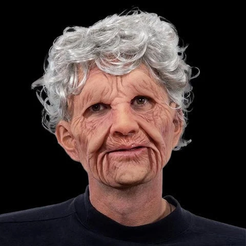 Men's Old Man Mask with Realistic Silicone Chest Bib and Detailed Facial Features