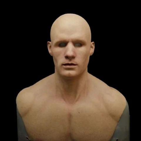 Men's Old Man Mask with Realistic Silicone Chest Bib and Detailed Facial Features