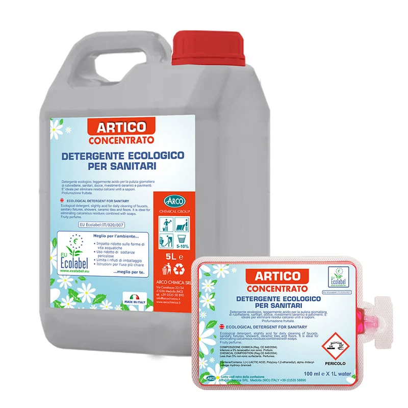 Detergente acido concentrato Ecolabel in monodose Arco Chimica Artico confezione 60 monodosi da 100 ml DISPONIBILE IN 10 GIORNI LAVORATIVI