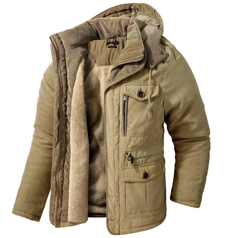 Men's Winter Jackets Parka with Fleece Lining and Detachable Hood