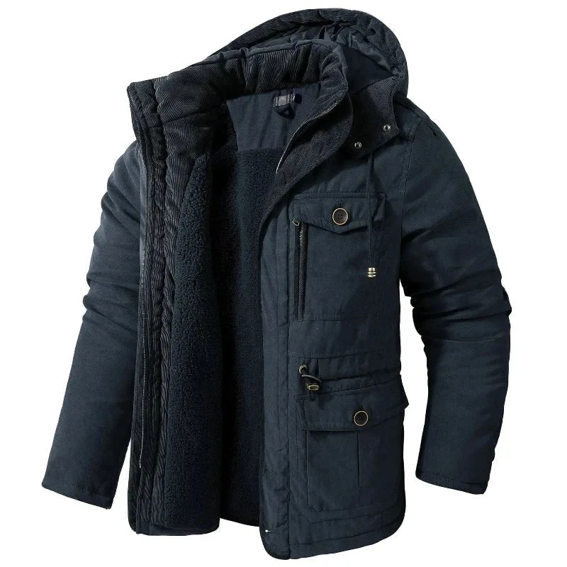 Men's Winter Jackets Parka with Fleece Lining and Detachable Hood
