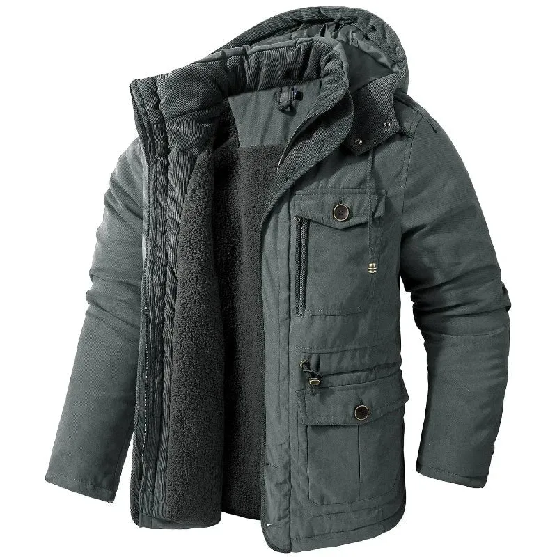 Men's Winter Jackets Parka with Fleece Lining and Detachable Hood