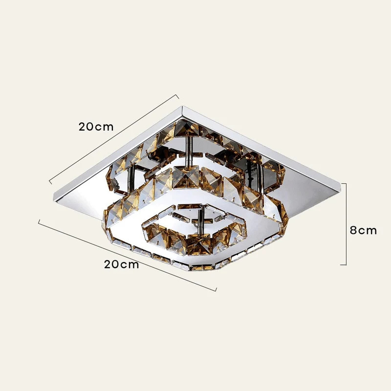 Flush Mount Ceiling Light with Crystal Accents and LED Square Modern Design