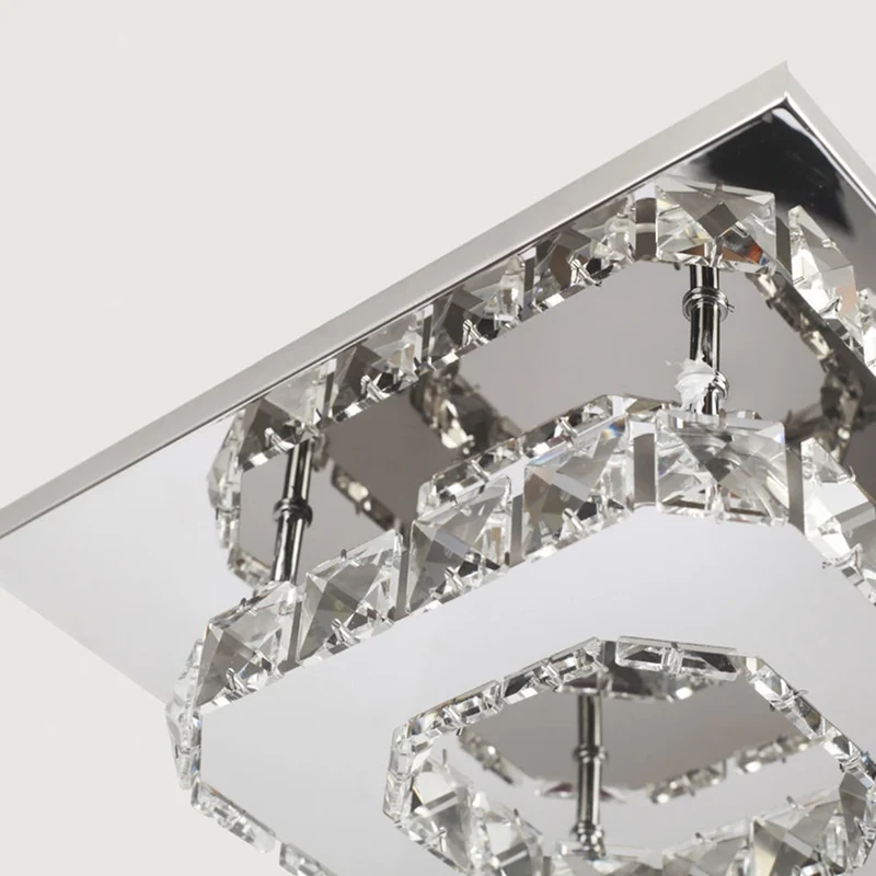 Flush Mount Ceiling Light with Crystal Accents and LED Square Modern Design