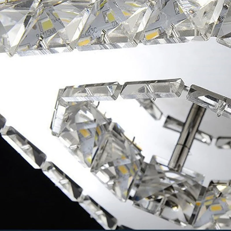 Flush Mount Ceiling Light with Crystal Accents and LED Square Modern Design