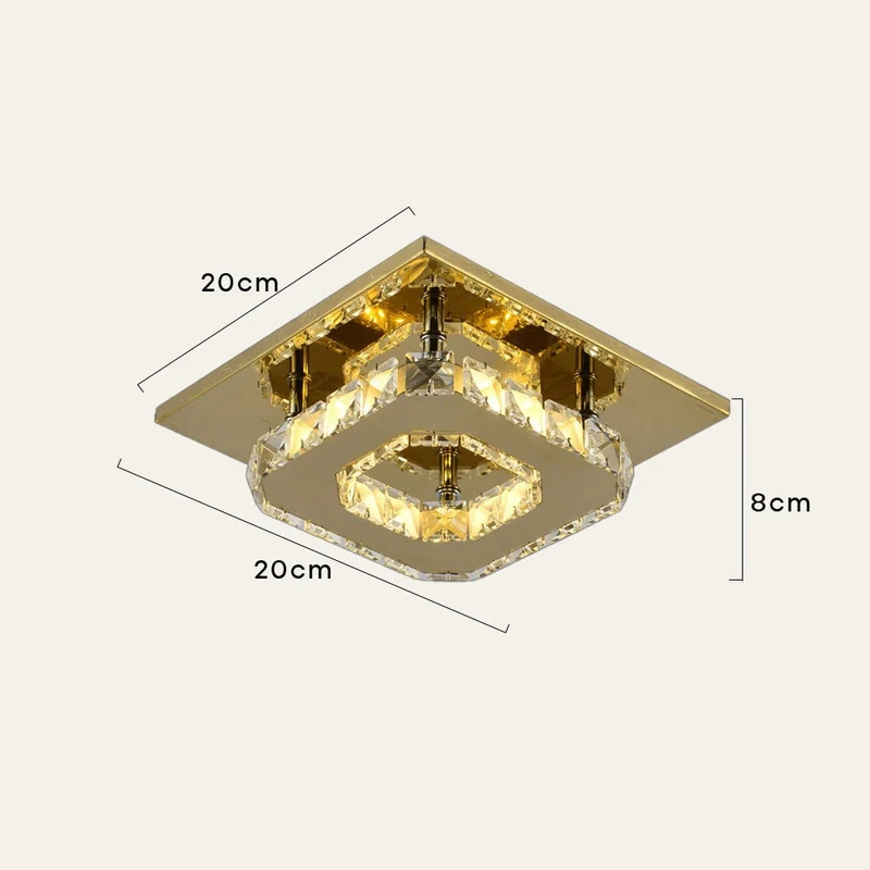 Flush Mount Ceiling Light with Crystal Accents and LED Square Modern Design