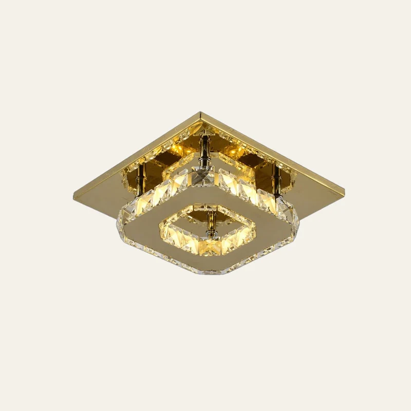 Flush Mount Ceiling Light with Crystal Accents and LED Square Modern Design