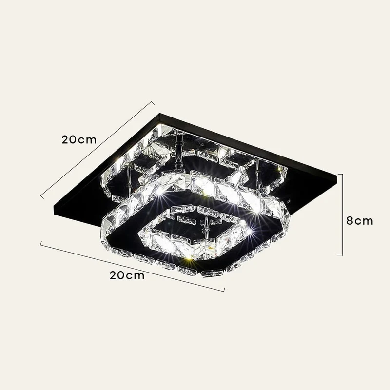 Flush Mount Ceiling Light with Crystal Accents and LED Square Modern Design