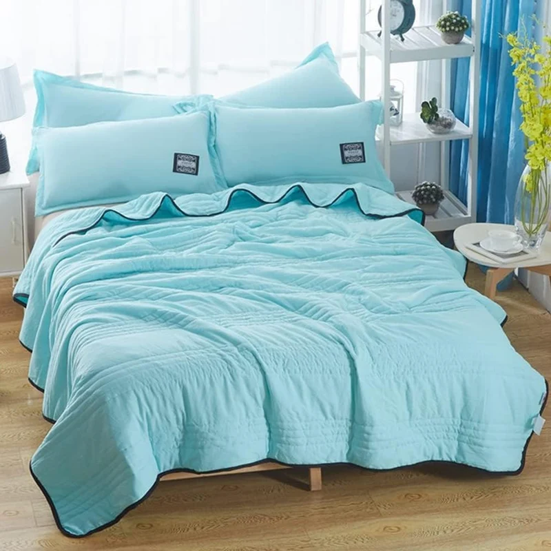 Cooling Throw Blanket with Channel-Quilted Design and Contrast Border