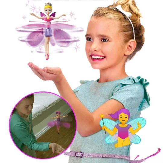 Flying Fairy Doll with Hand Controlled LED Lights and Spinning Propeller Wings