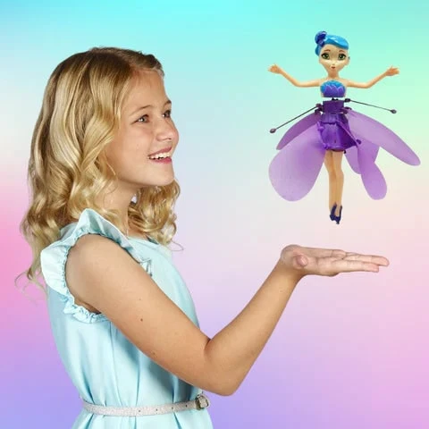 Flying Fairy Doll with Hand Controlled LED Lights and Spinning Propeller Wings