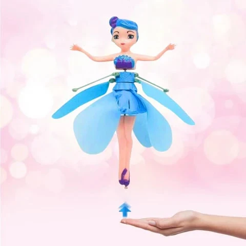 Flying Fairy Doll with Hand Controlled LED Lights and Spinning Propeller Wings