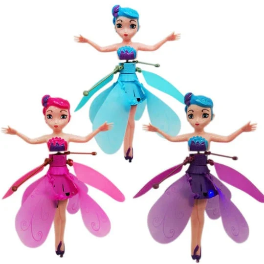 Flying Fairy Doll with Hand Controlled LED Lights and Spinning Propeller Wings