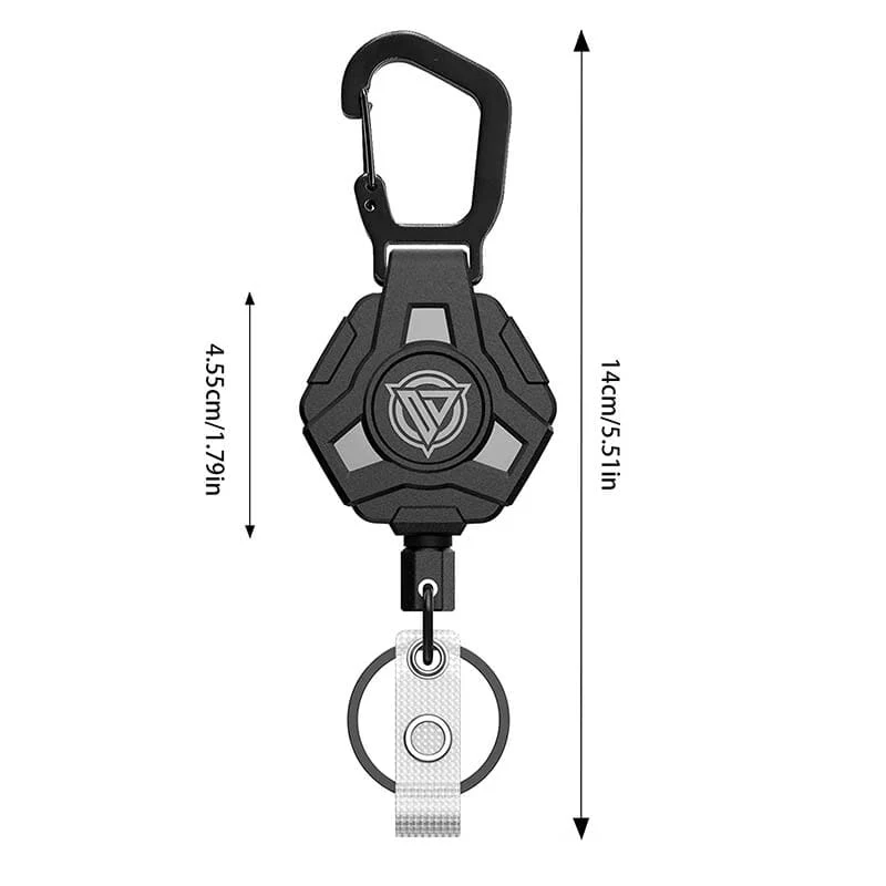 Retractable Badge Reels with Carabiner Keychain and Heavy Duty Steel Wire Cord