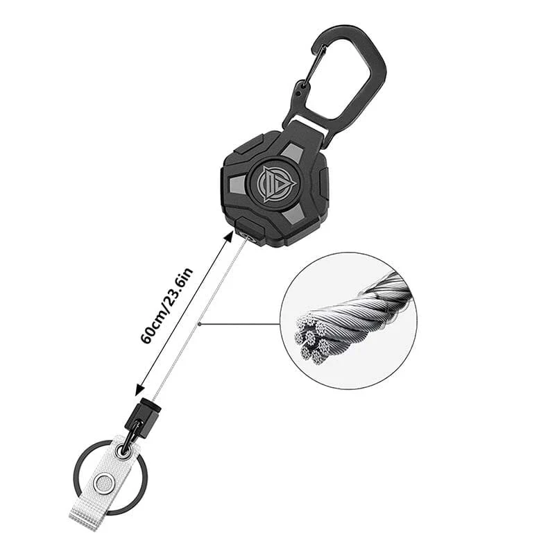 Retractable Badge Reels with Carabiner Keychain and Heavy Duty Steel Wire Cord