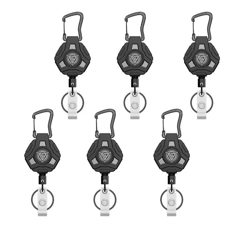 Retractable Badge Reels with Carabiner Keychain and Heavy Duty Steel Wire Cord