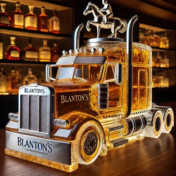 Whiskey Decanter Semi-Truck Shaped Glass with Chrome Accents and Removable Stopper