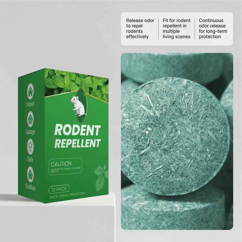Peppermint Oil Mouse Repellent Tablets with Natural Rodent Deterrent Pet Safe 12 Pack