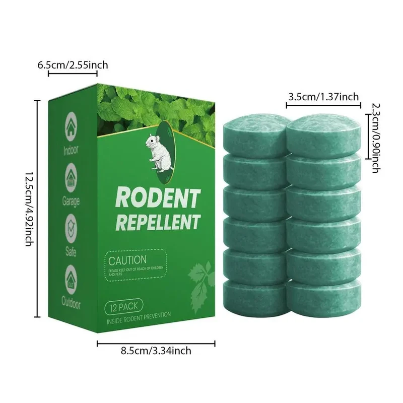 Peppermint Oil Mouse Repellent Tablets with Natural Rodent Deterrent Pet Safe 12 Pack
