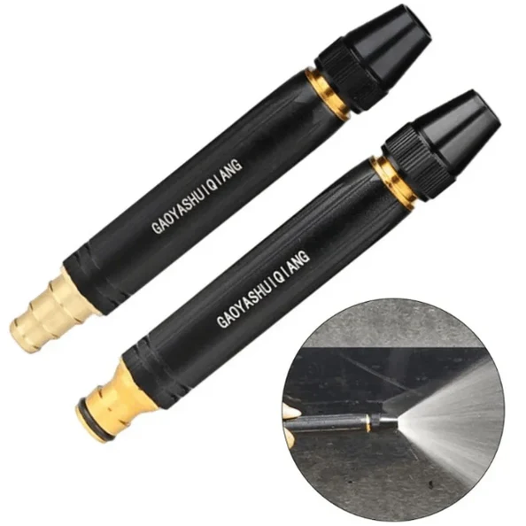 Garden Hose Nozzle with High Pressure Adjustable Spray Tip and Brass Quick-Connect