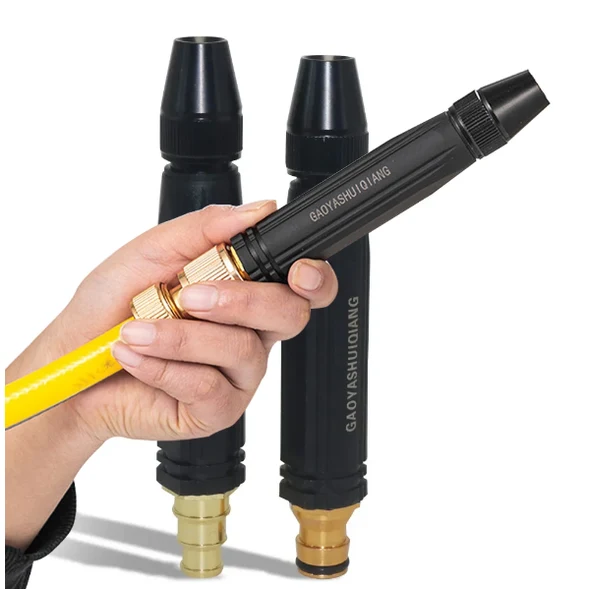 Garden Hose Nozzle with High Pressure Adjustable Spray Tip and Brass Quick-Connect