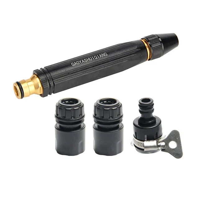 Garden Hose Nozzle with High Pressure Adjustable Spray Tip and Brass Quick-Connect