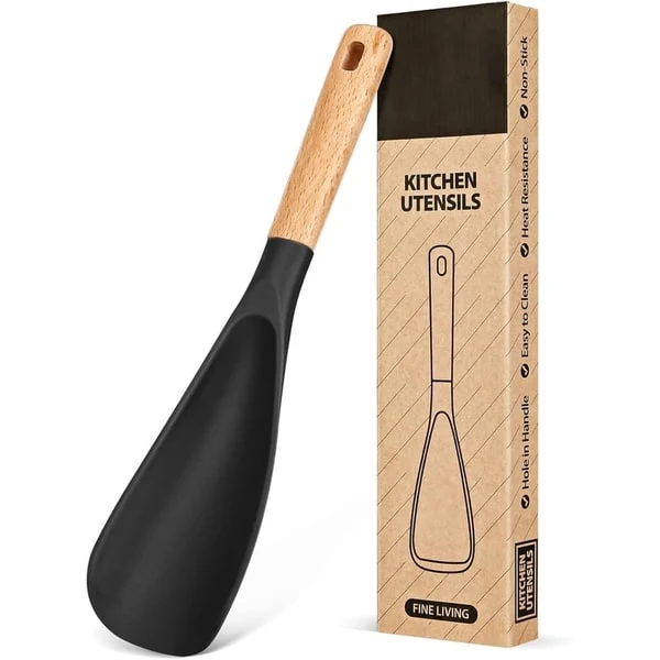 Silicone Spatula Spoon with Wooden Handle and Heat Resistant Tool Rest