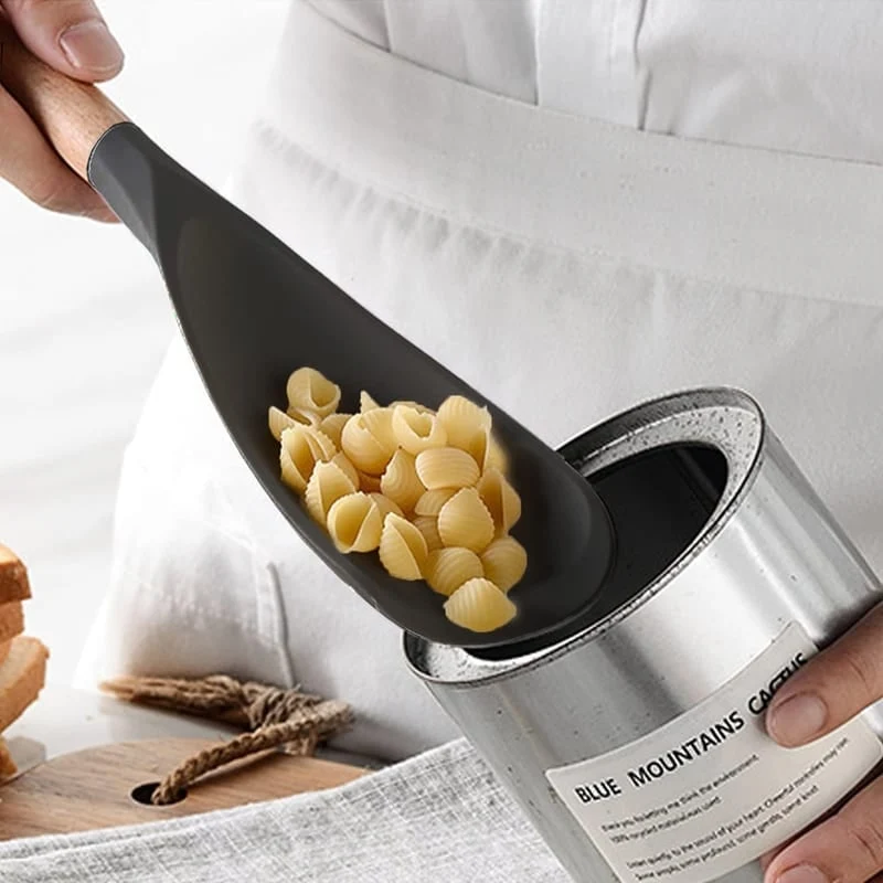 Silicone Spatula Spoon with Wooden Handle and Heat Resistant Tool Rest