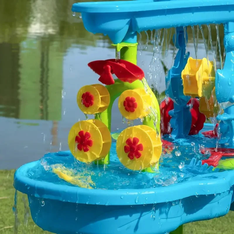 Kids' Water Table with Wheels Spinning Toys and Accessories for Outdoor Play