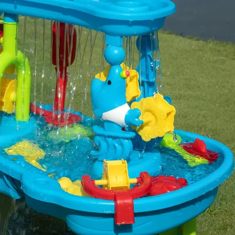 Kids' Water Table with Wheels Spinning Toys and Accessories for Outdoor Play