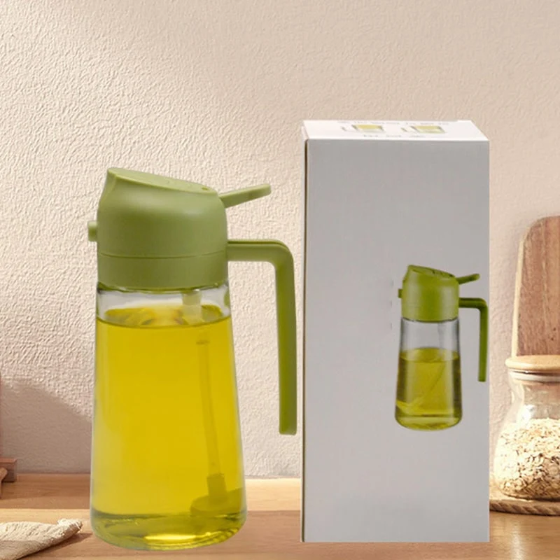 Spray Oil Bottle with Glass Dispenser and Dual-Function Pour Spout