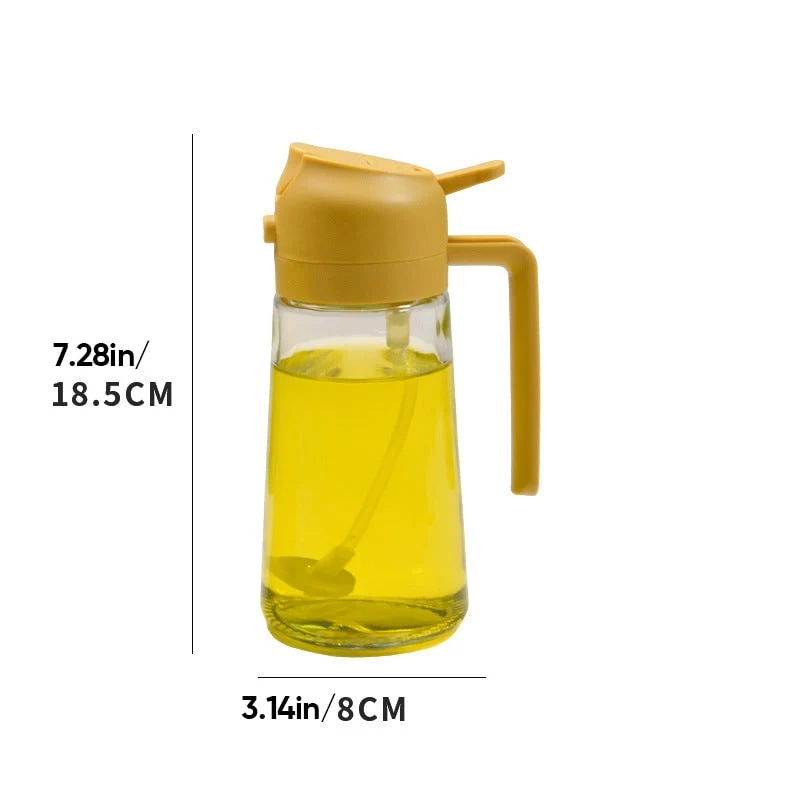 Spray Oil Bottle with Glass Dispenser and Dual-Function Pour Spout