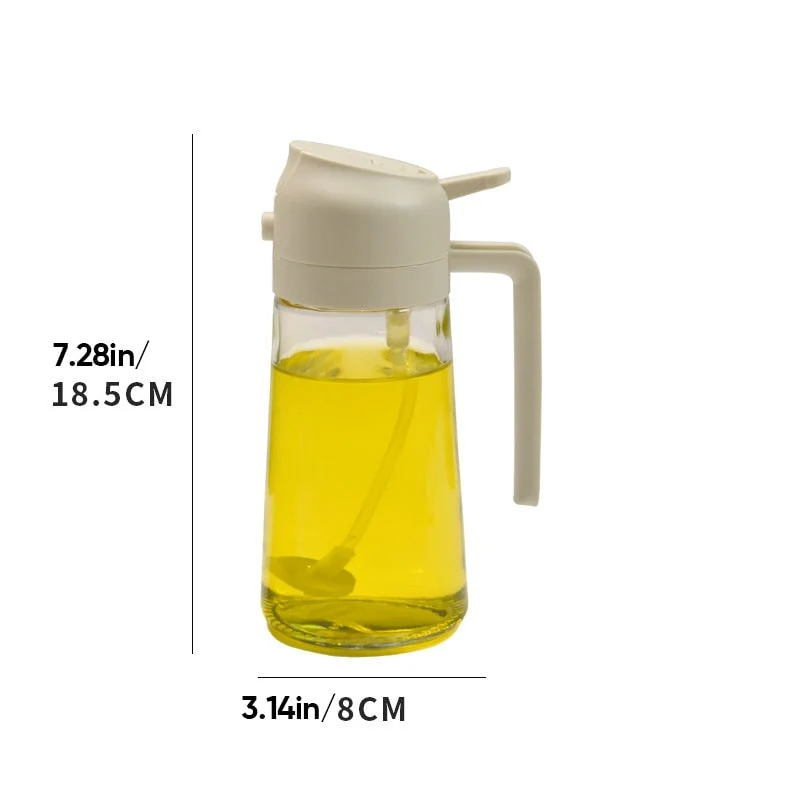 Spray Oil Bottle with Glass Dispenser and Dual-Function Pour Spout