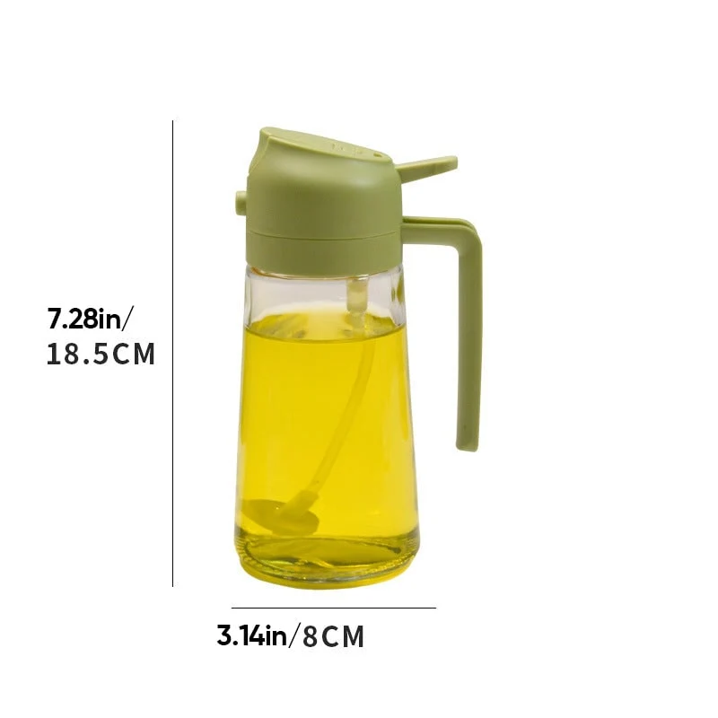 Spray Oil Bottle with Glass Dispenser and Dual-Function Pour Spout