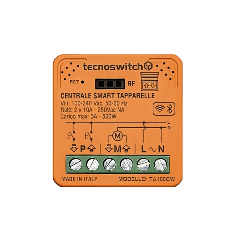 TECNO SWITCH - Centrale Smart Tapparelle TA100CW | Wi-Fi + Bluetooth | 230V | 2 Canali | 500W | App