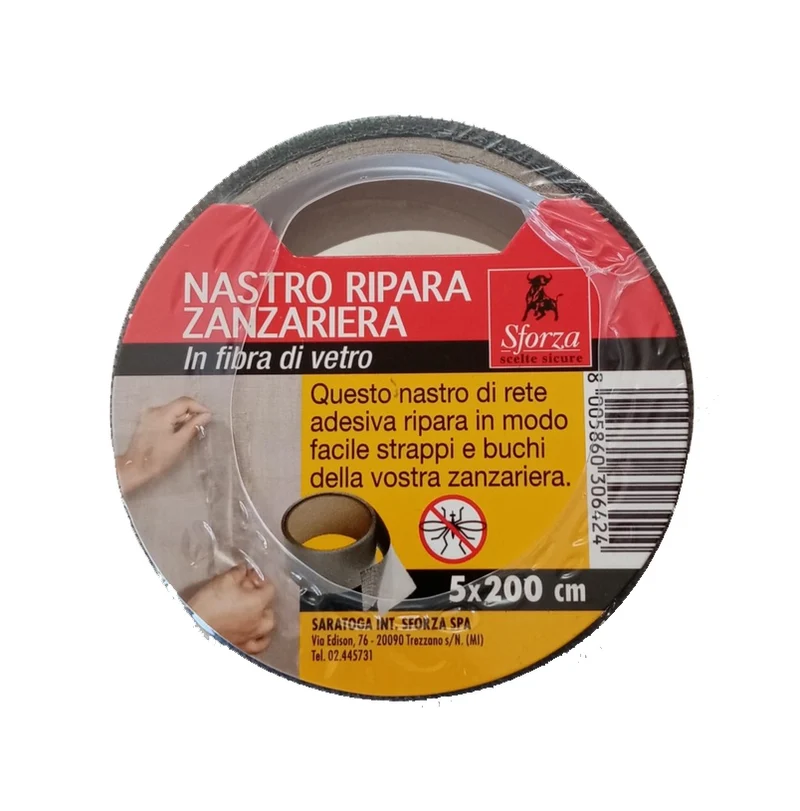 SARATOGA - Nastro Ripara Zanzariera 418354 | Fibra di Vetro | 5 x 200 cm | Grigio | Ritagliabile | Adesivo