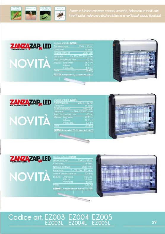 Zanzariera elettrica per insetti 17W ZANZAZAP20 LED