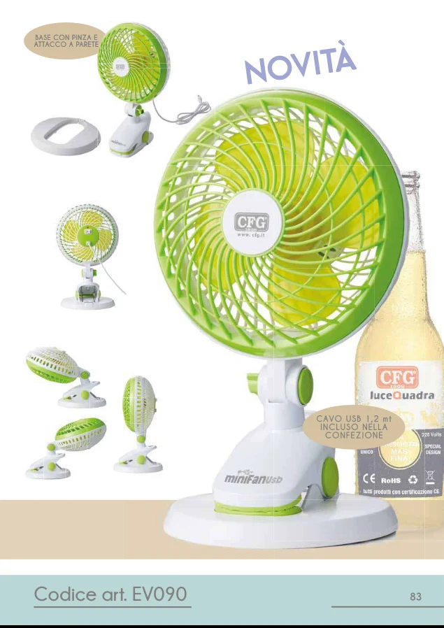 Ventilatore portatile con clip e base - Mini Fan usb