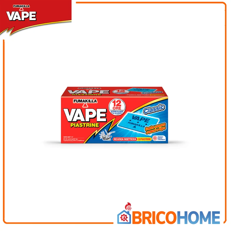 VAPE - Piastrine Antizanzare 30 pz | Zanzara Comune e Tigre | 12 Ore | Classic, Menta e Geranio