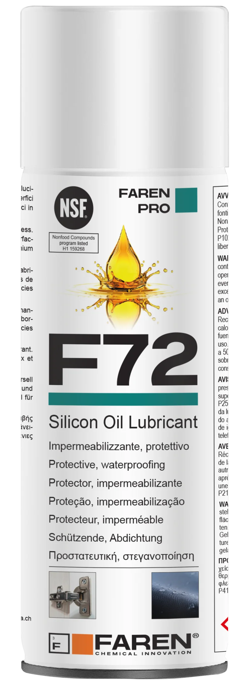 FAREN - Olio di Silicone Impermeabilizzante F72 | NSF H1 | -38°C/+270°C | Lubrifica Protegge Lucida | Uso Alimentare