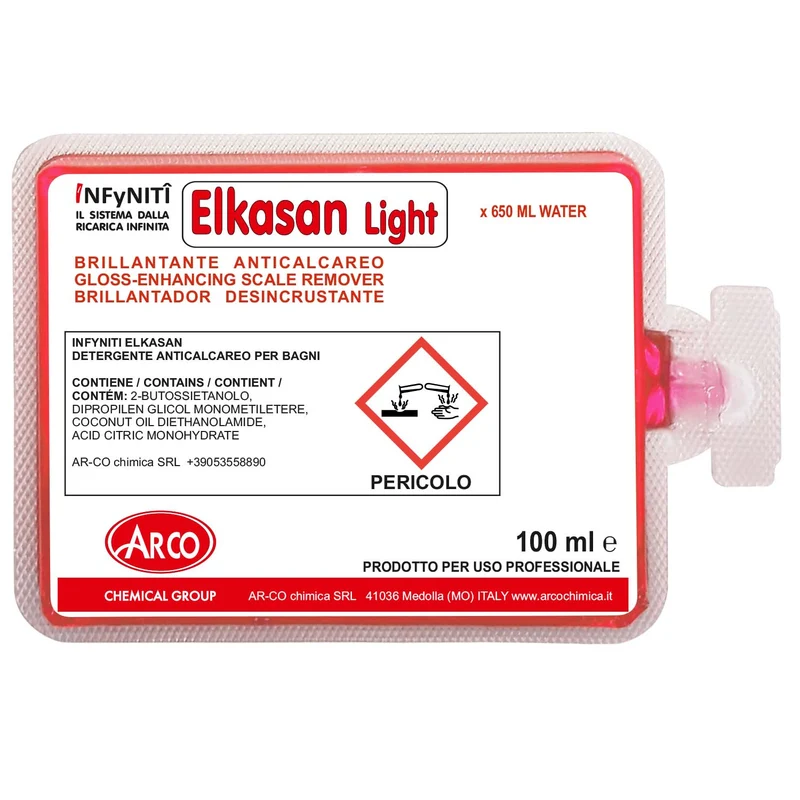 Detergente brillantante igienizzante per bagno in monodose superconcentrata Arco Chimica Infyniti Elkasan Light confezione 60 monodosi da 100 ml DISPONIBILE IN 10 GIORNI LAVORATIVI
